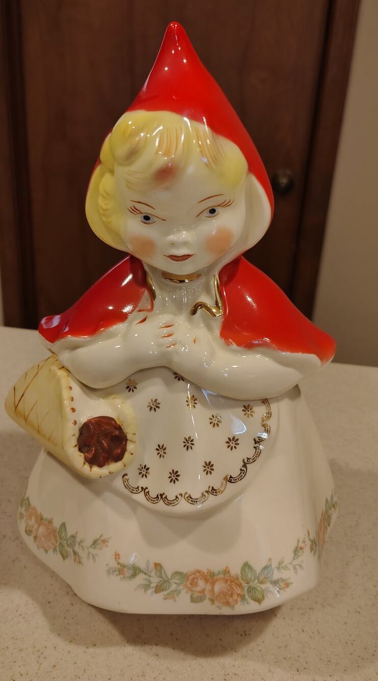 Hull Little Red Riding Hood Cookie Jar 967 USA Patent Applied For Original Lid